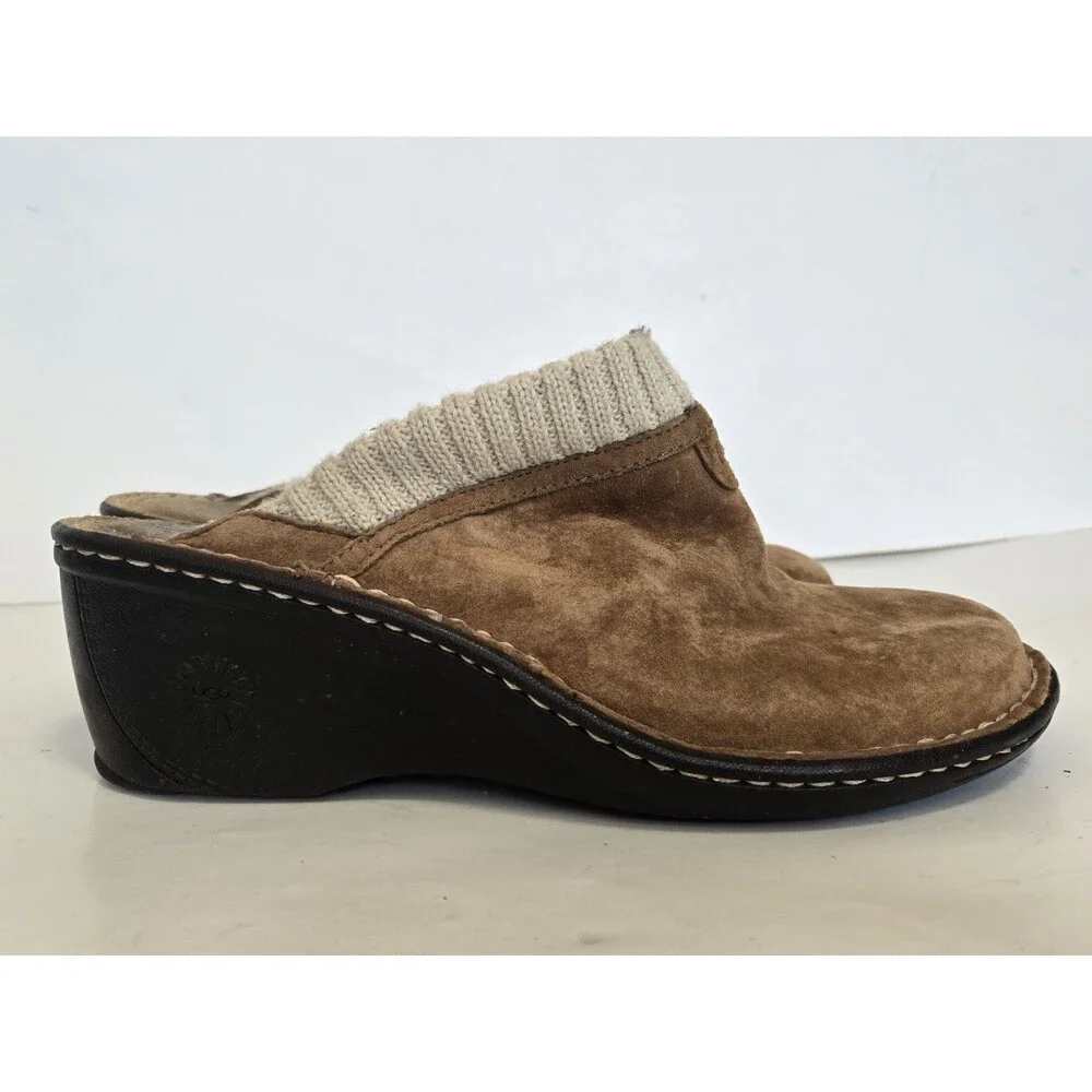 UGG Australia Wedge Womens Gael Chestnut 10 Mules Clog Suede Sheepskin 1934